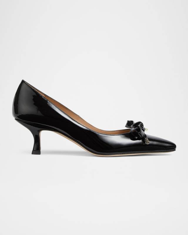 Alma Patent Bow Kitten Pumps